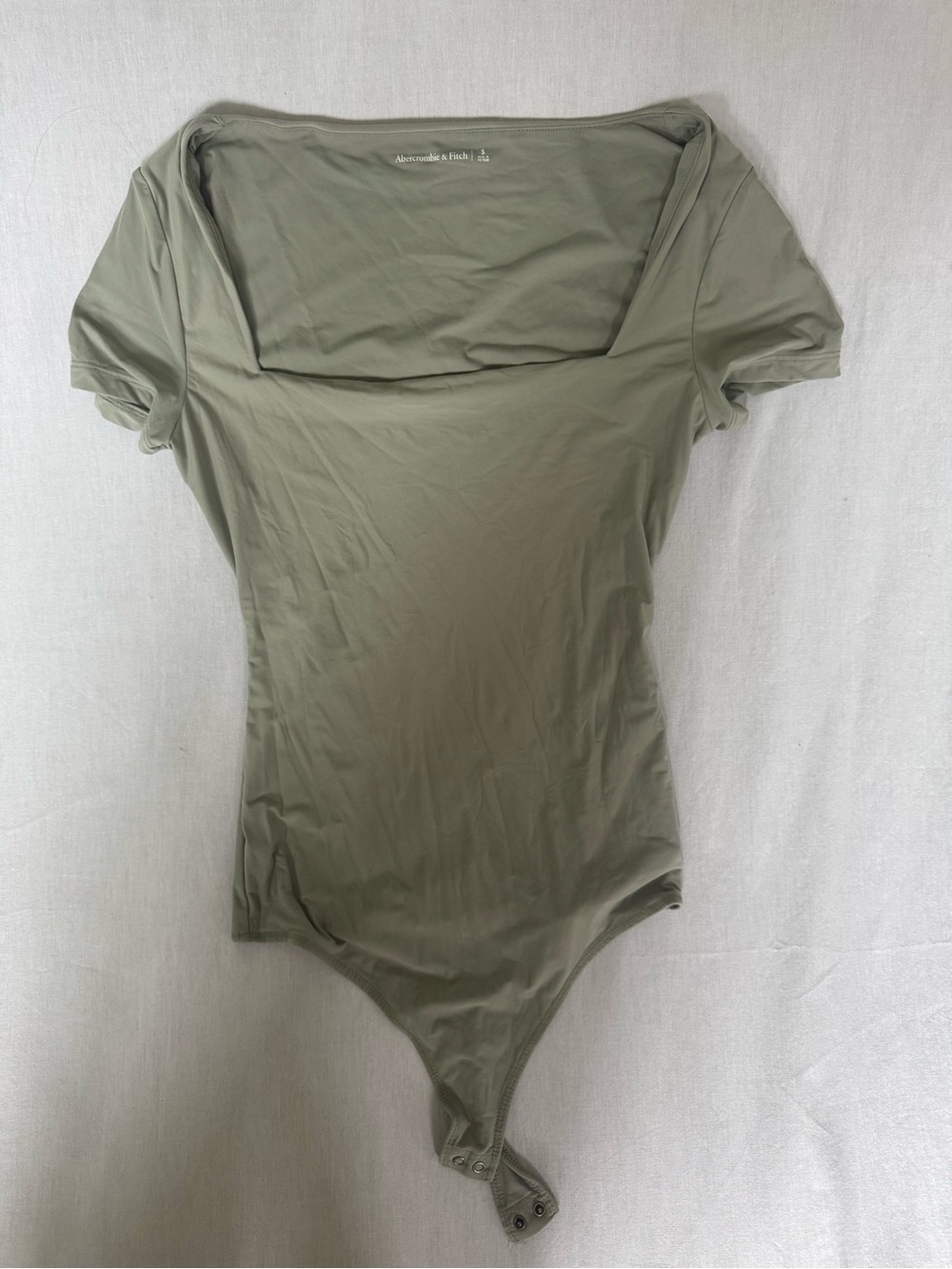Abercrombie & Fitch Olive Square Neck Short-Sleeve Bodysuit